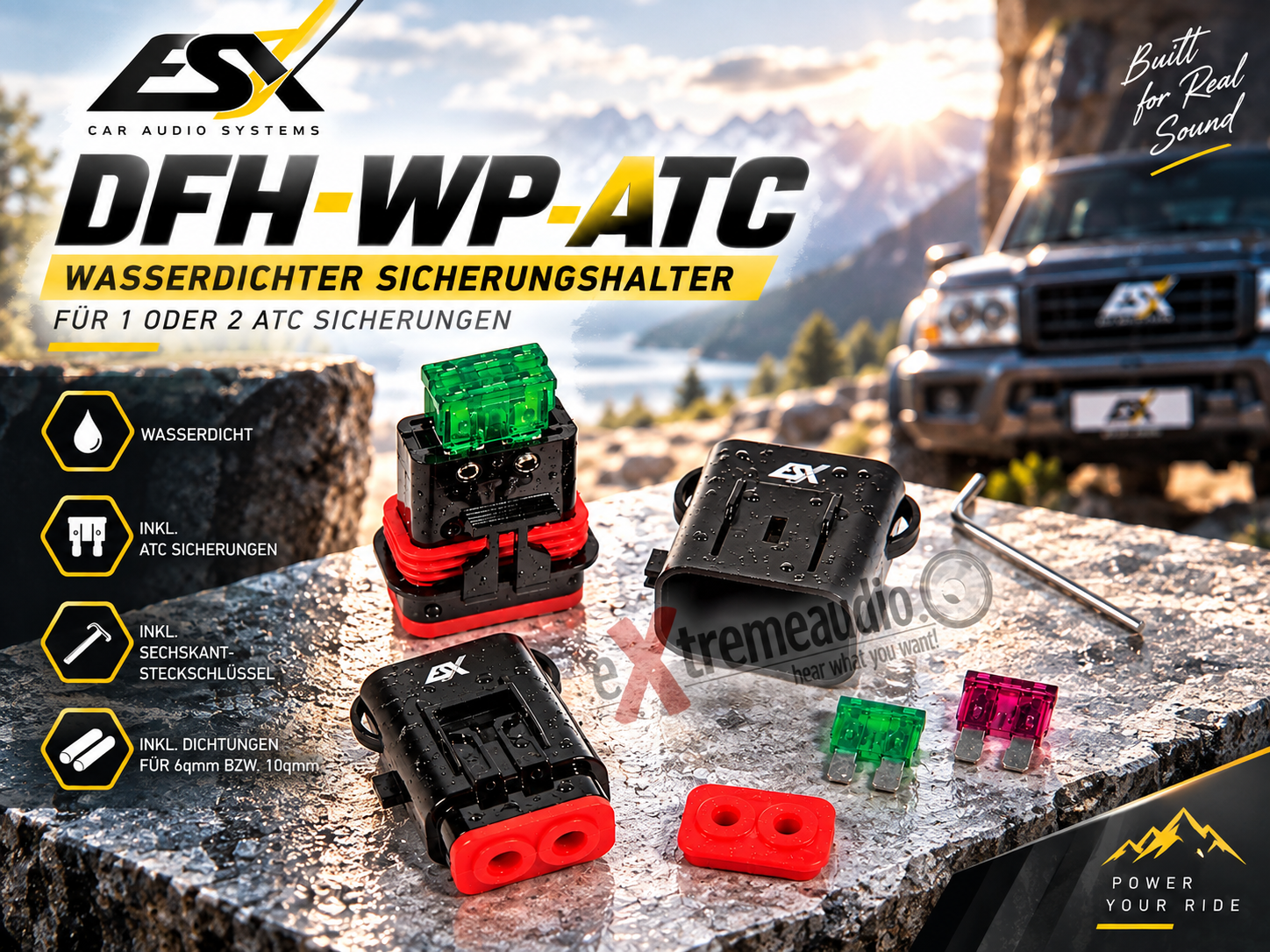 ESX DFH-WP-ATC Wasserdichter Sicherungshalter für 1 oder 2 ATC Sicherungen
