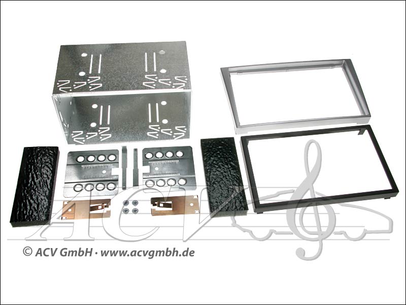 Double-DIN kit di installazione gomma tocco Opel Vectra / Signum argento 