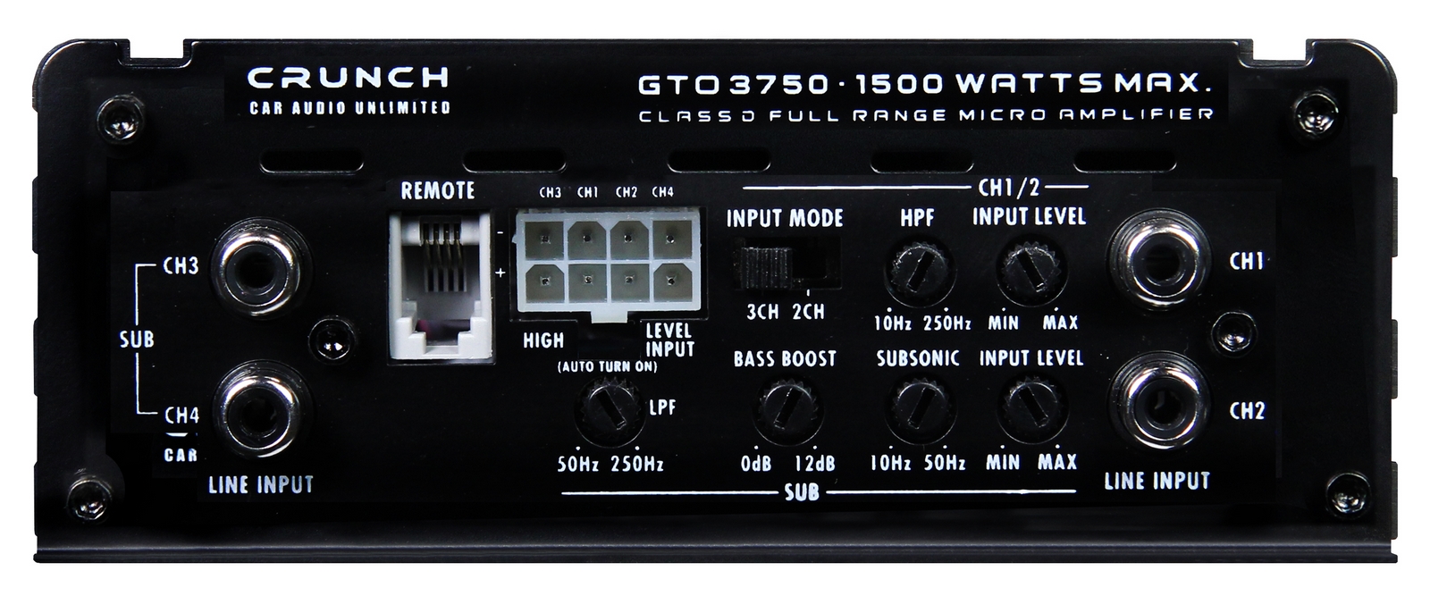 Crunch GTO3750 Class D Digital 3-Kanal Verstärker Endstufe Amplifier 500 Watt RMS