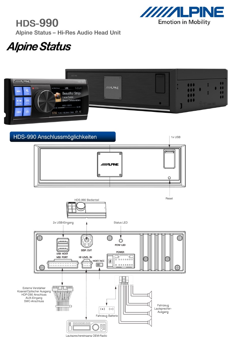 Alpine HDS-990 Alpine Status Hi-Res Audio Media Player