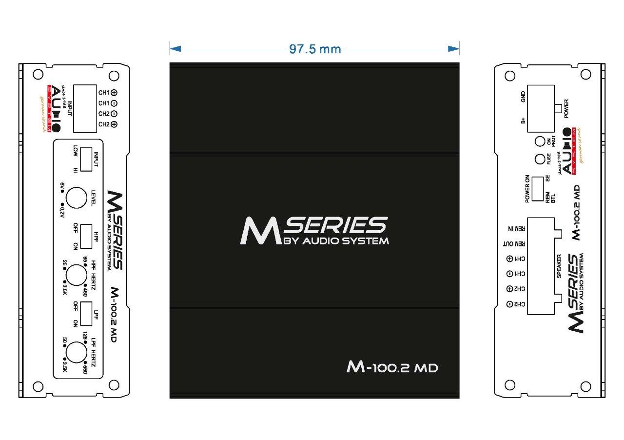 Audio System M-100.2 MD M-SERIES 2-Kanal MIKRO-Digital-Endstufe Amplifier 300 Watt RMS