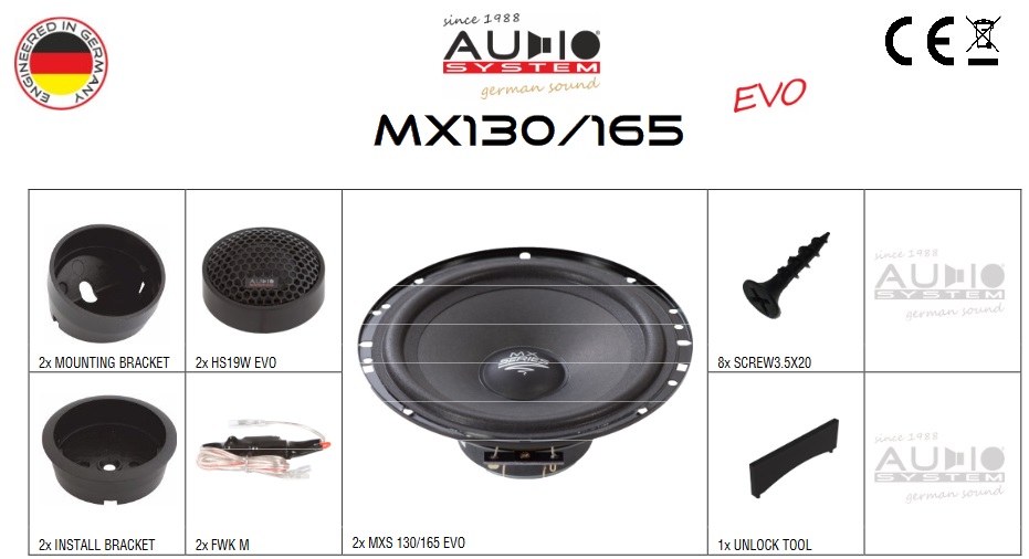 Audio System MX 130 EVO 13 cm (5.25") 2-Wege Komponenten Lautsprecher Set 