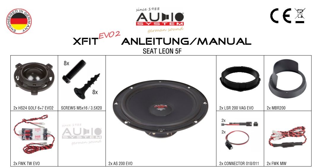 AUDIO SYSTEM XFIT SEAT LEON 5F EVO2 150W PERFECT FIT COMPO SYSTEM Lautsprecher für SEAT LEON 5F 2012->