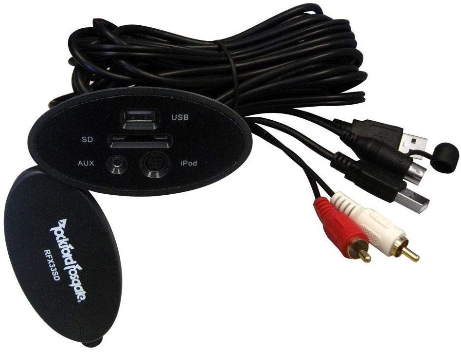 ROCKFORD FOSGATE RFX33SD Media Panel Spritzwassergeschützte Einbaubuchse mit USB, SD, AUX, IPod