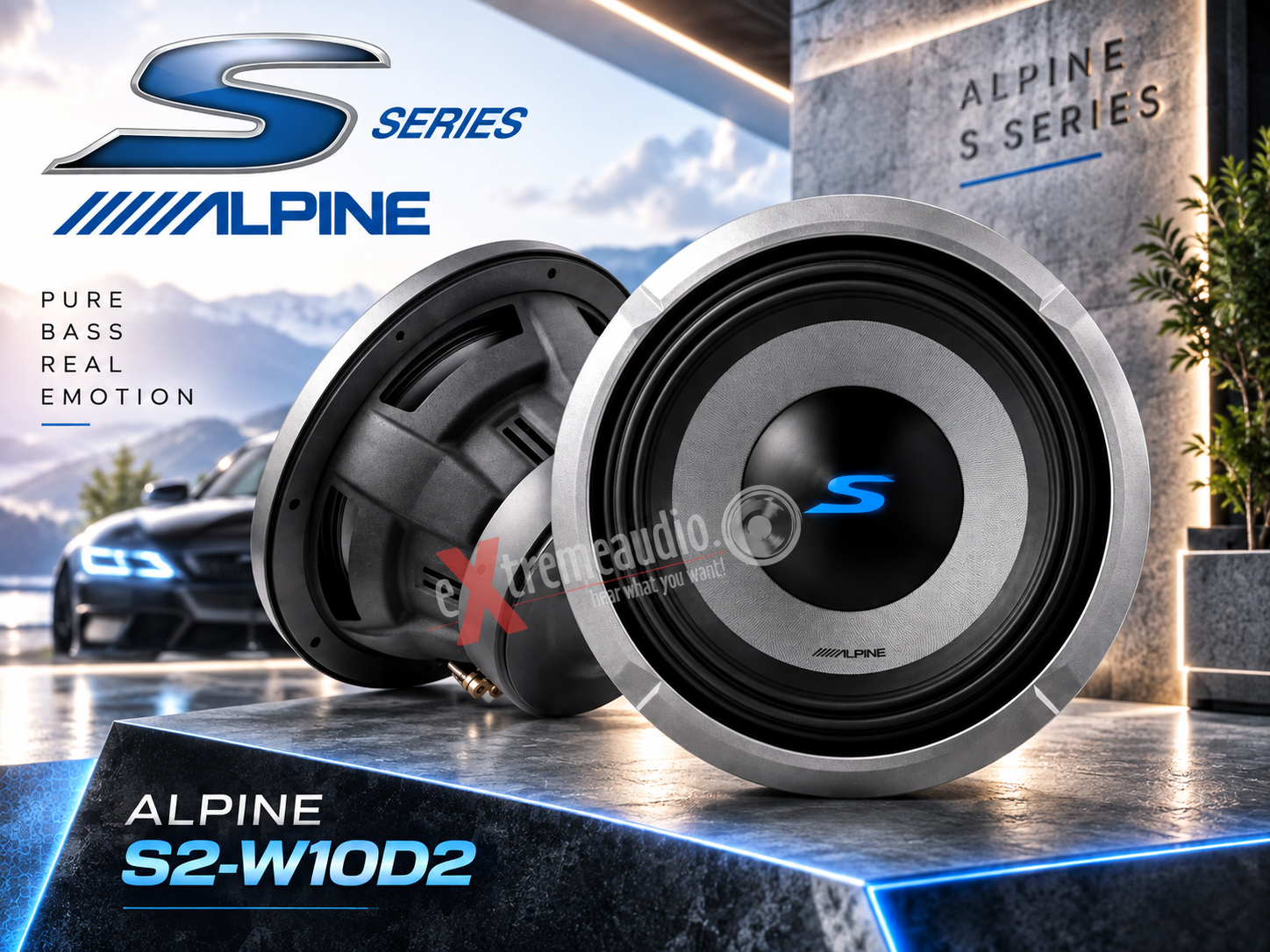 Alpine S2-W10D2 Subwoofer 25cm (10”) 2 Ohm Doppelschwingspule, 1800 Watt Woofer (10-Zoll)