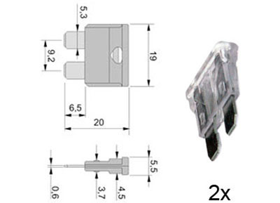 RTA 154.107-0 72581/3C DIN blade fuse, 25A transparent