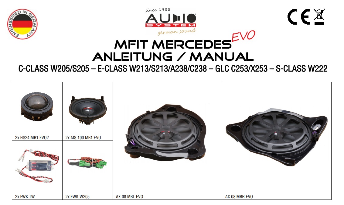 AUDIO SYSTEM MFIT MERCEDES GLC SUV X253 EVO 150W PERFECT FIT COMPO SYSTEM Lautsprecher für MERCEDES GLC SUV X253 2015->