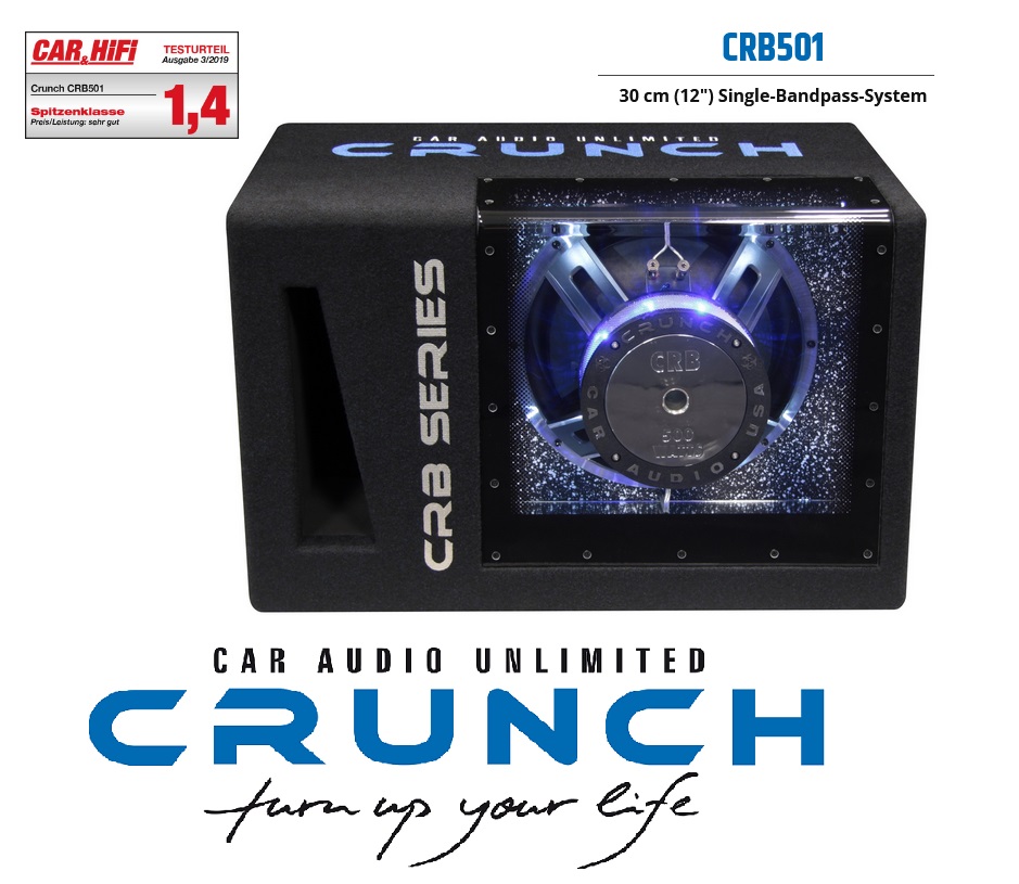 Crunch CRB-501 30 cm (12") Single Bandpass System Subwoofer 1000 Watt Power