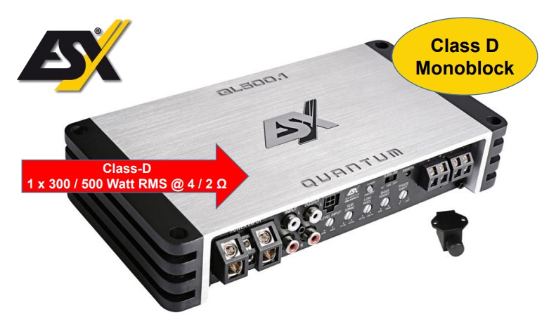 ESX QL500.1 QUANTUM Digital Monoblock Mono Class D Digital Verstärker 500 Watt RMS