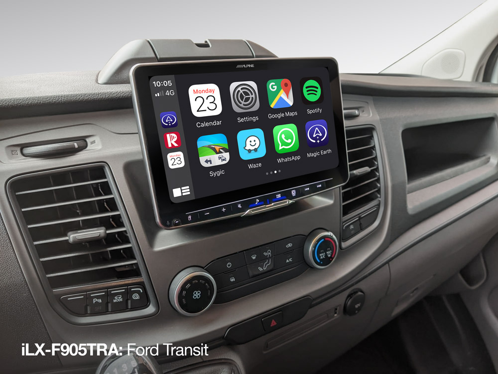 Alpine iLX-F905TRA Autoradio 9-Zoll Touchscreen, DAB+, 1-DIN-Einbaugehäuse für Ford Transit Custom ab 2018