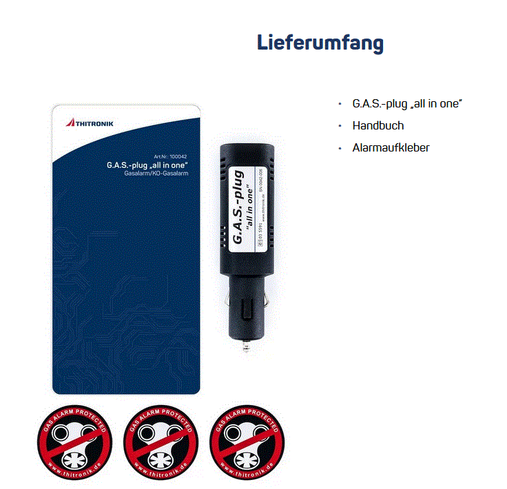 Thitronik 100042 G.A.S.-plug „all in one“ Mobiler Gaswarner für den Zigarettenanzünder