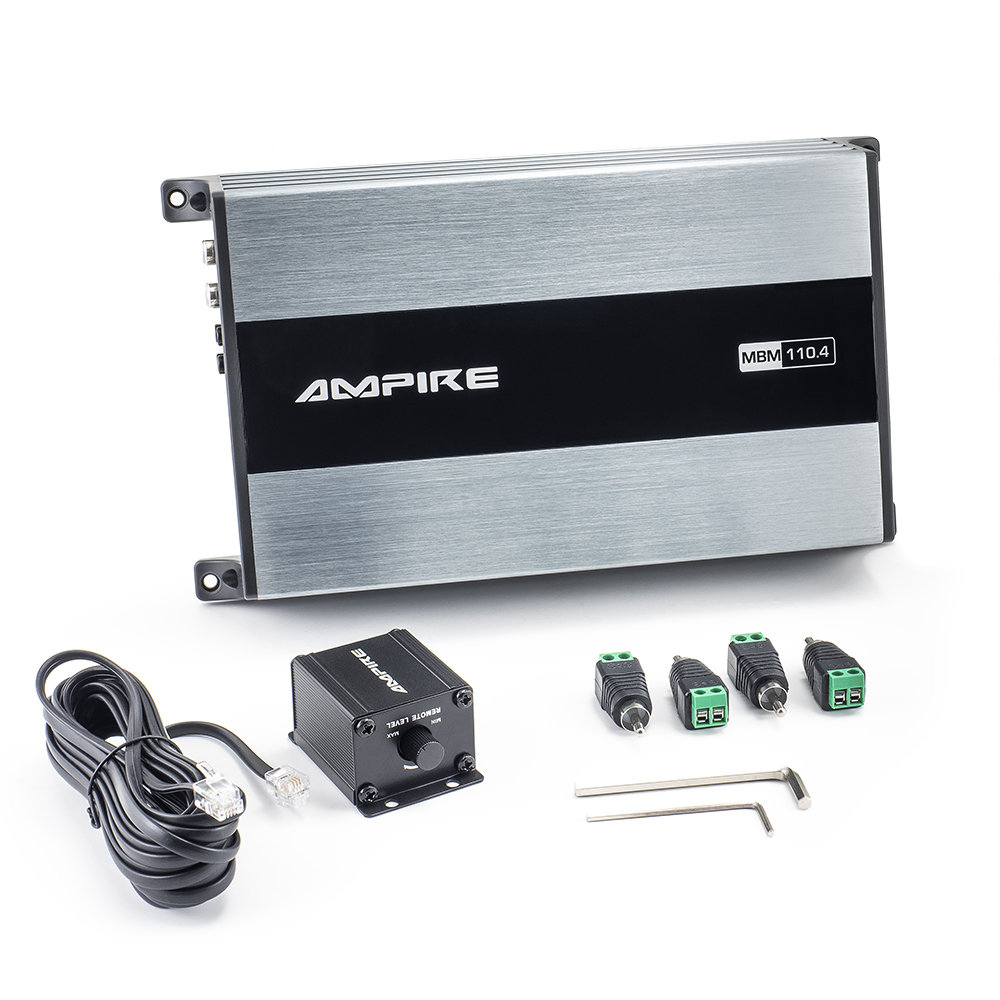 AMPIRE MBM110.4 Endstufe Auto 4 Kanal Verstärker 440 Watt, Class D mit Basspegelregler 