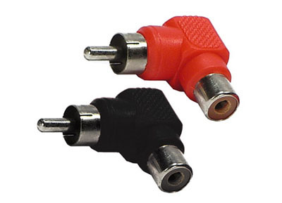 RTA 352.033-0 Chinch Winkelstecker 90° je 1 x männlich auf weiblich Farbe: 1 x rot + 1 x schwarz