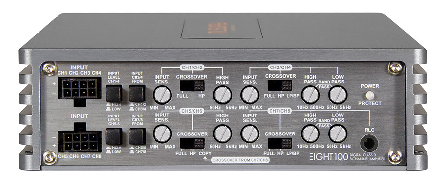 MUSWAY EIGHT100 Digitaler 8-Kanal CLASS D Verstärker 1440 WATT RMS inklusive Bass-Remote