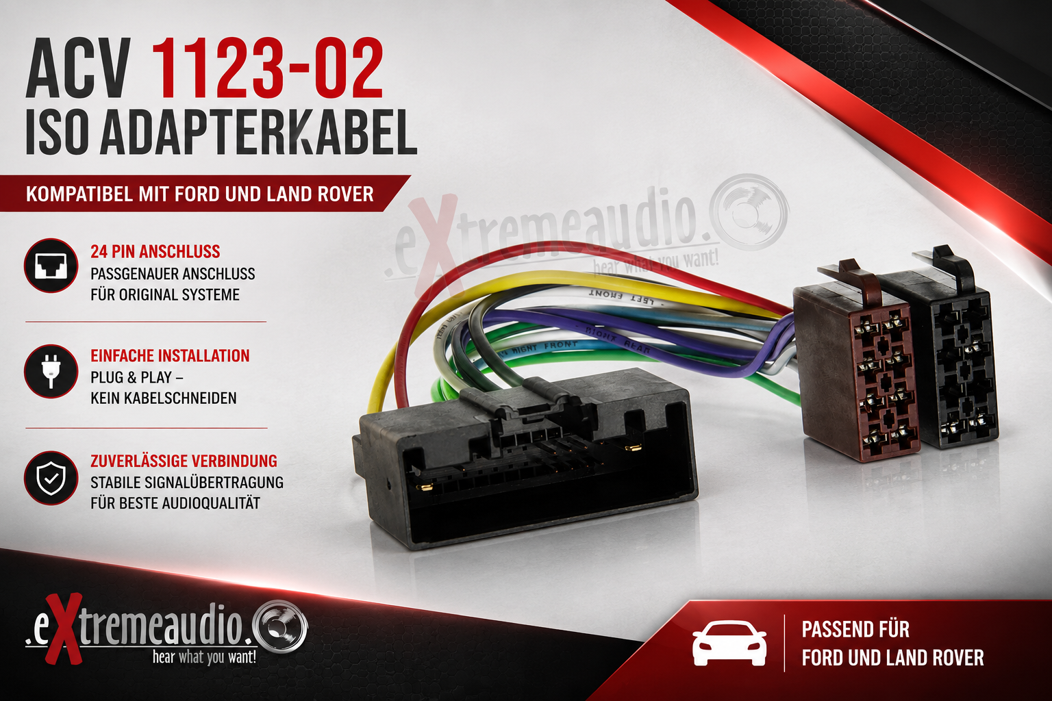 ACV 1123-02 ISO Adapterkabel kompatibel mit Ford und Land Rover 24Pin