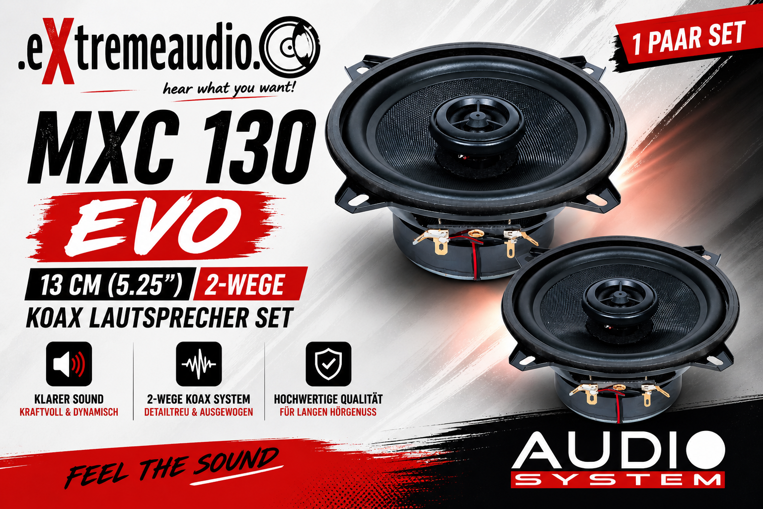 AUDIO SYSTEM MXC 130 EVO 13 cm (5.25") 2-Wege Koax Lautsprecher Set - 1 Paar