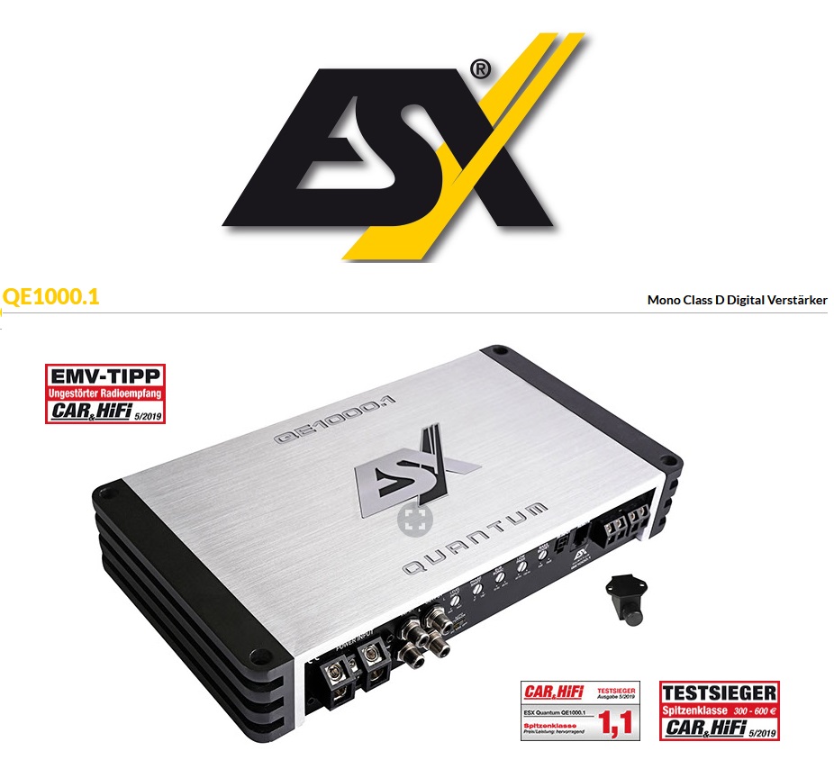 ESX QE1000.1 QUANTUM Digital Monoblock Mono Class D Digital Verstärker 1000 Watt RMS