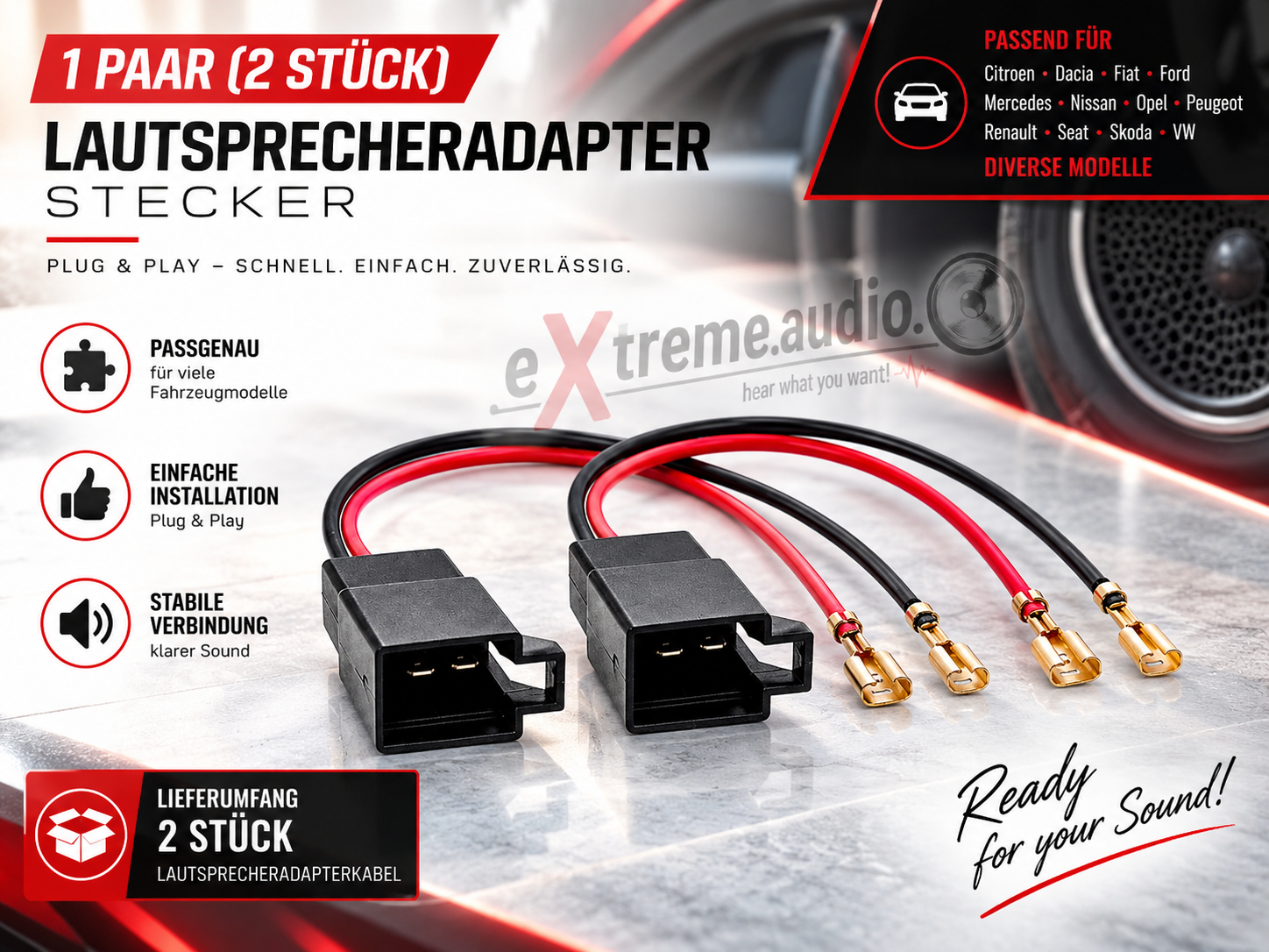ACV 1326-1301 Opel / Renault / Seat / VW Speaker Cable Adaptor 