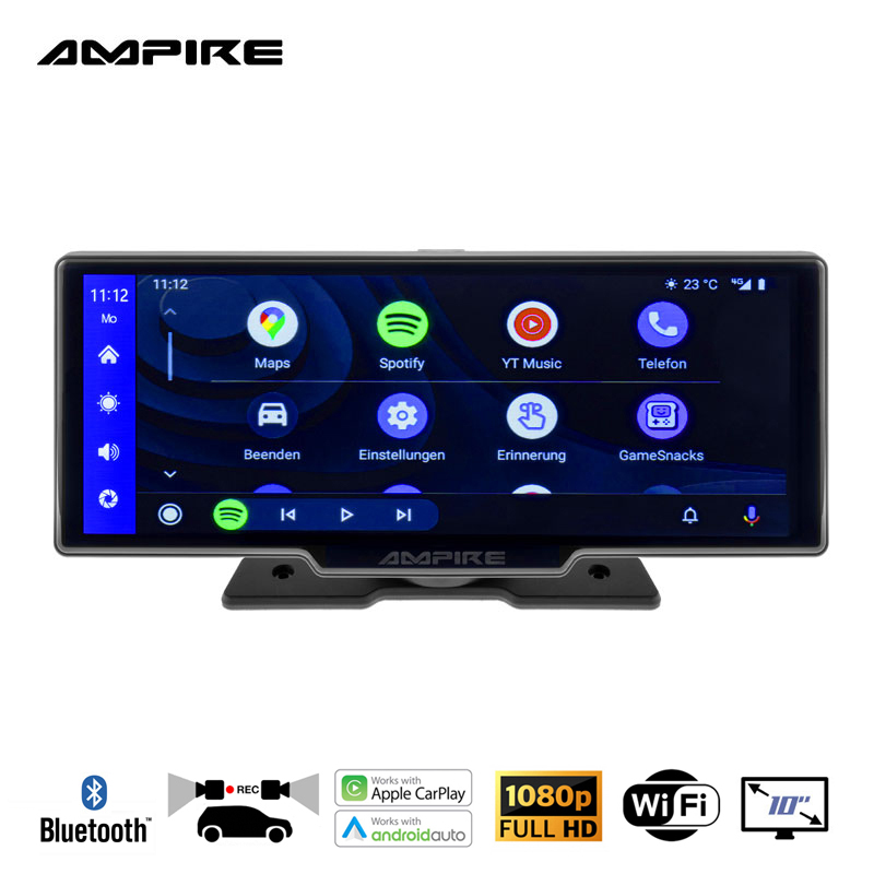 Ampire CPM101 Smartphone-Monitor 25.4cm (10'') mit AHD Dual-Dashcam und RFK-Funktion