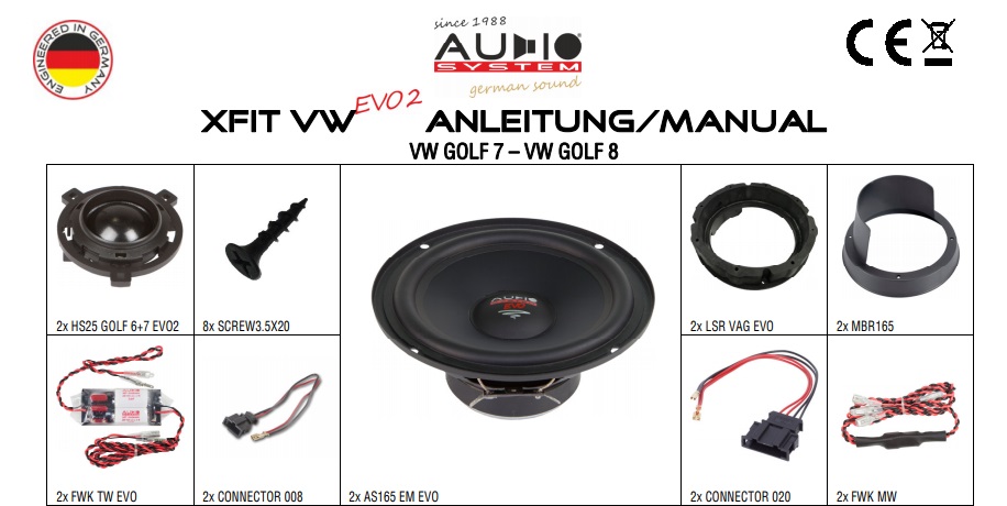 AUDIO SYSTEM XFIT VW GOLF 8 EVO2 110W PERFECT FIT COMPO SYSTEM Lautsprecher für VOLKSWAGEN GOLF 8