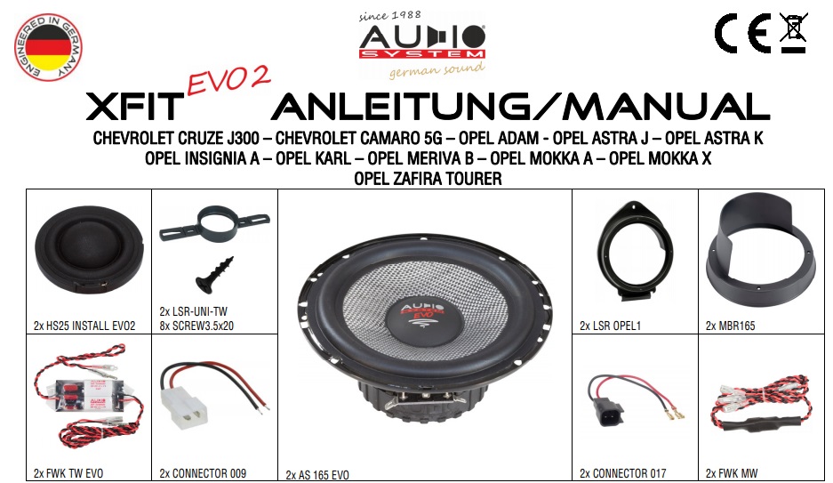 AUDIO SYSTEM XFIT OPEL ASTRA J EVO2 110W PERFECT FIT COMPO SYSTEM Lautsprecher für OPEL ASTRA J 2009 ->