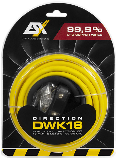 ESX DWK16 DIRECTION Kabelkit 16 mm² VOLLKUPFER KABELSET Verstärker-Anschluss-Set