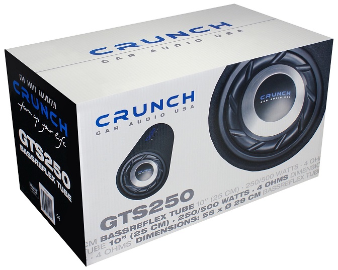 Crunch GTS250 25 cm (10") Single-Bassreflex-Tube Subwoofer 500 Watt Power