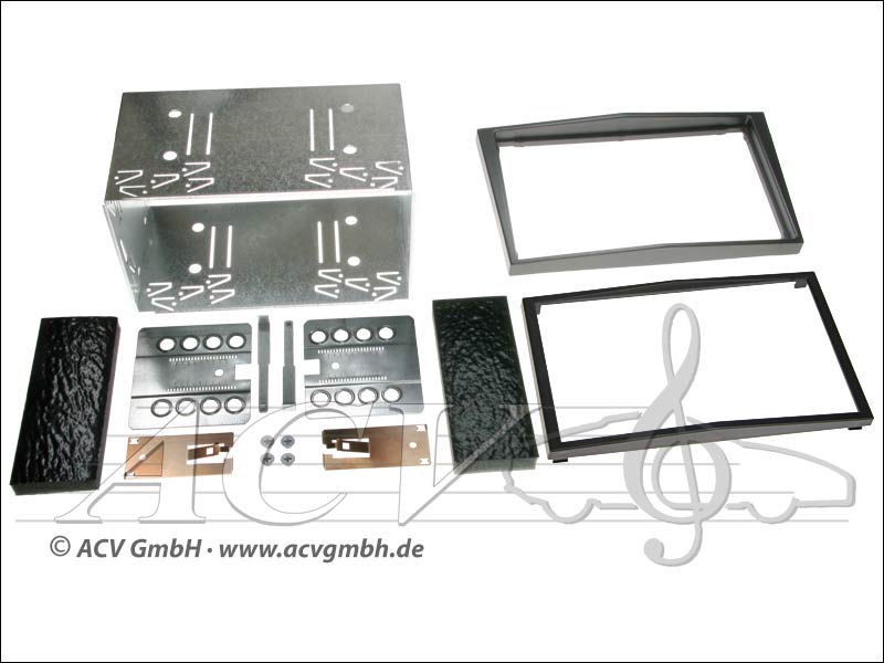 installation Double-DIN kit tactile caoutchouc Opel 2004 - anthracite> 