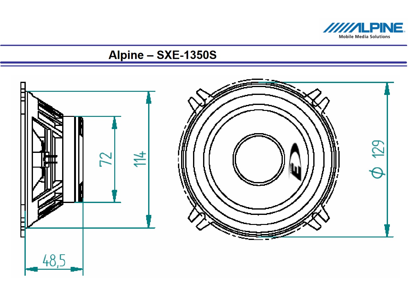 Alpine SXE-1350S 13 cm (5,25-Zoll) 2-Wege Lautsprechersystem Komponentensystem 250 Watt