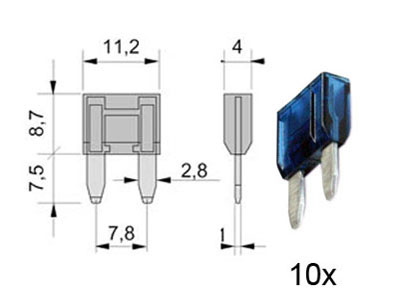 RTA 154.006-0 Flachstecksicherung Mini, 15A blau