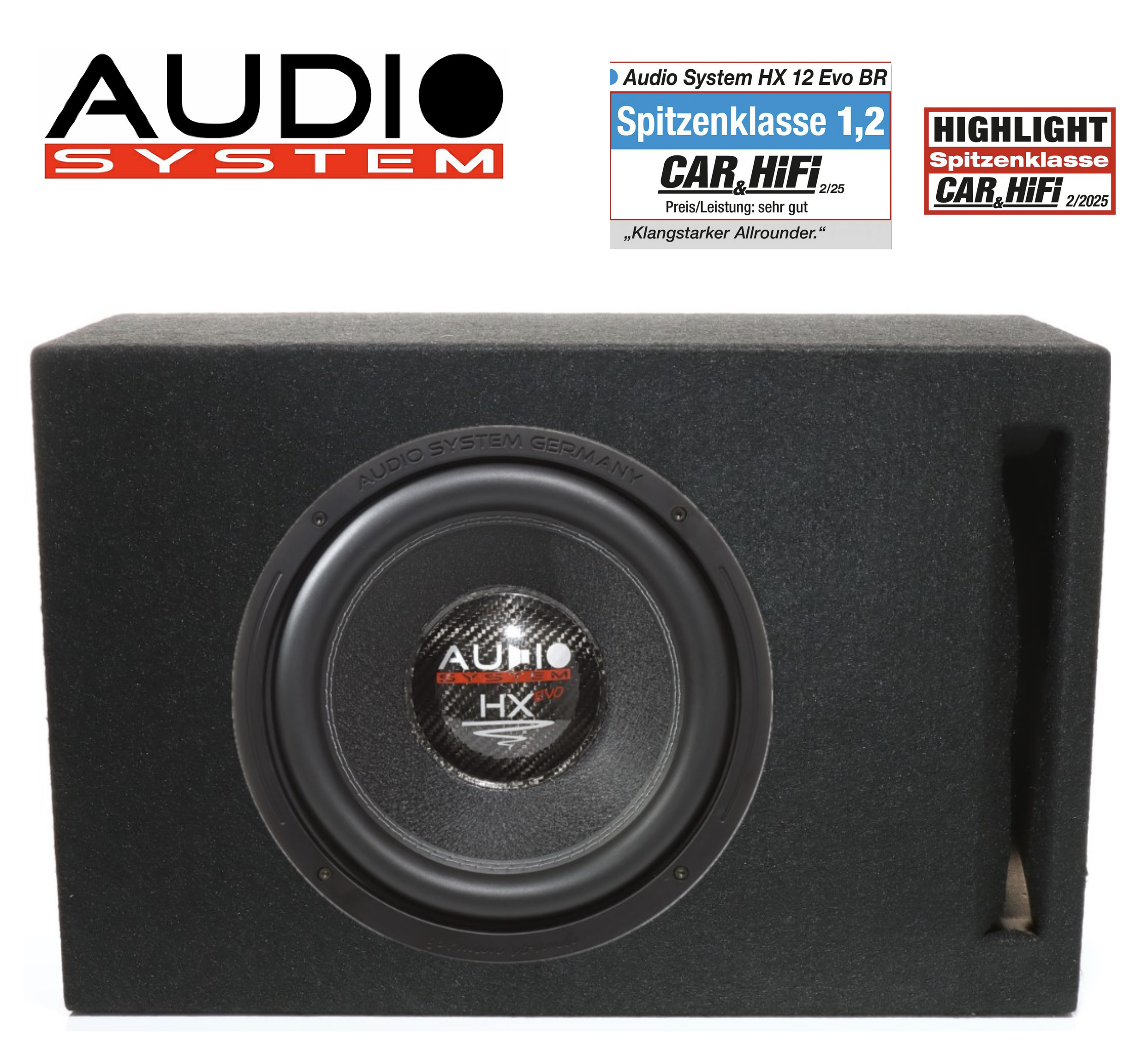 Audio System HX12 EVO BR Gehäuse Subwoofer 50 Liter Bassreflex MDF-Gehäuse 