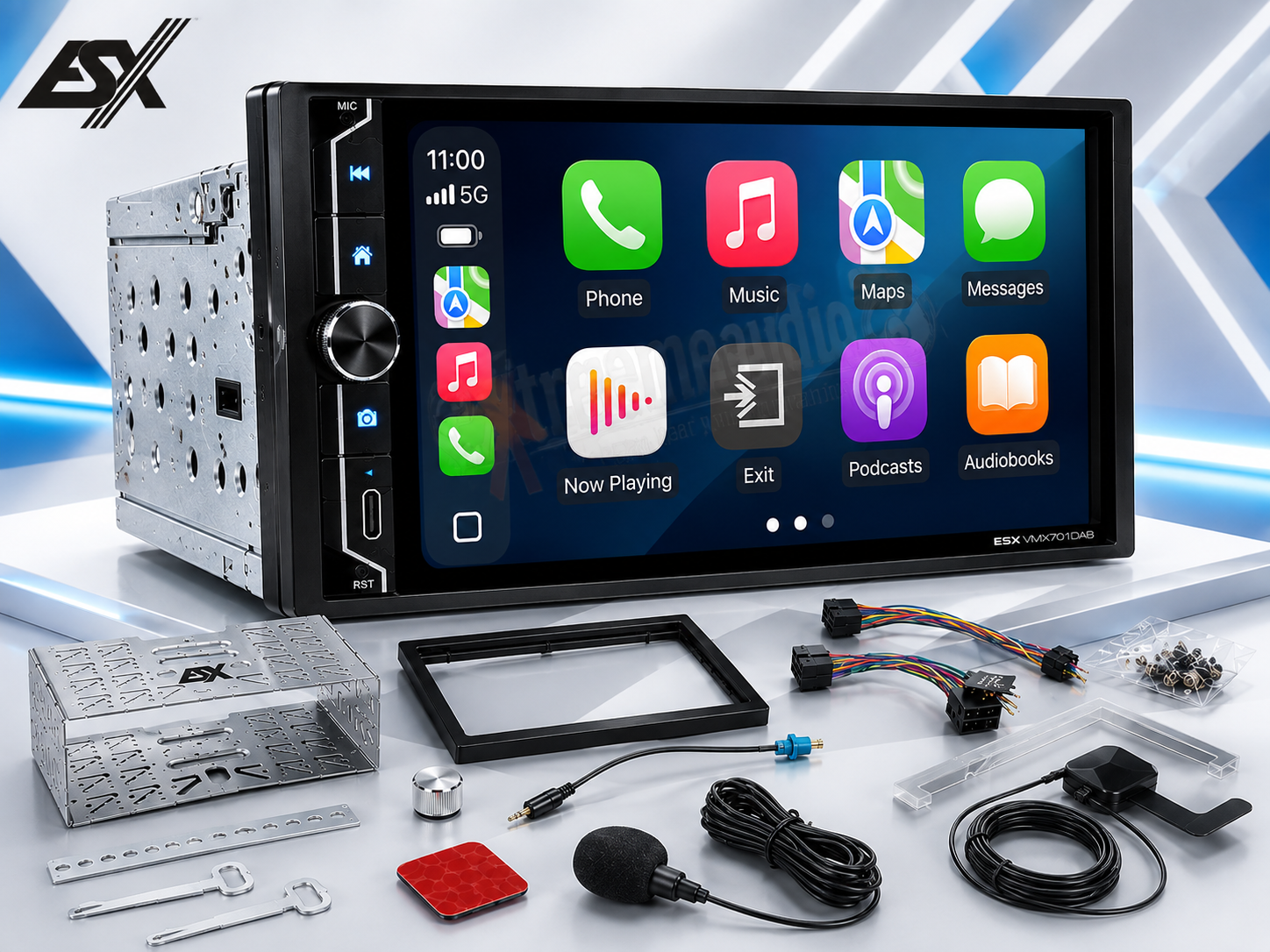 ESX VMX701DAB Universal 2-DIN Autoradio Media Moniceiver mit 17,8 cm (7“) Touchscreen-Display