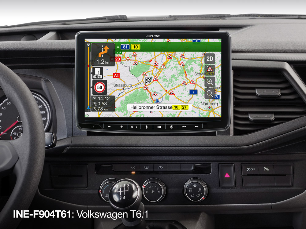 Alpine INE-F904T61 Autoradio Navigationssystem für VW T6.1 (7H / 7J) mit 9-Zoll-Touchscreen 1-DIN-Einbaugehäuse, DAB+, Apple CarPlay und Android   