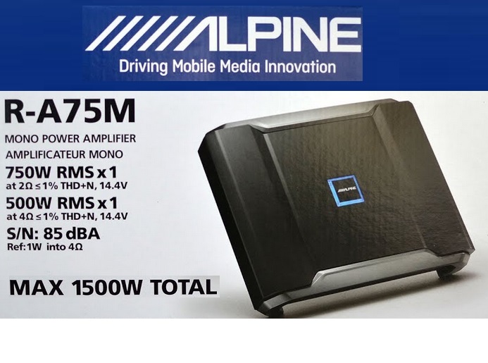 Alpine R-A75M Digitaler Mono-Verstärker 1 x 750Watt RMS 2 Ohm Amplifier 