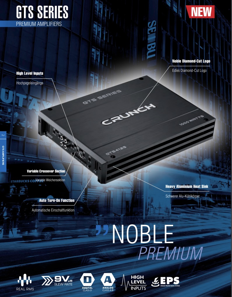 Crunch GTS2400.1D  MONO CLASS D PERFORMANCE AMPLIFIER Mono Verstärker 2400 Watt
