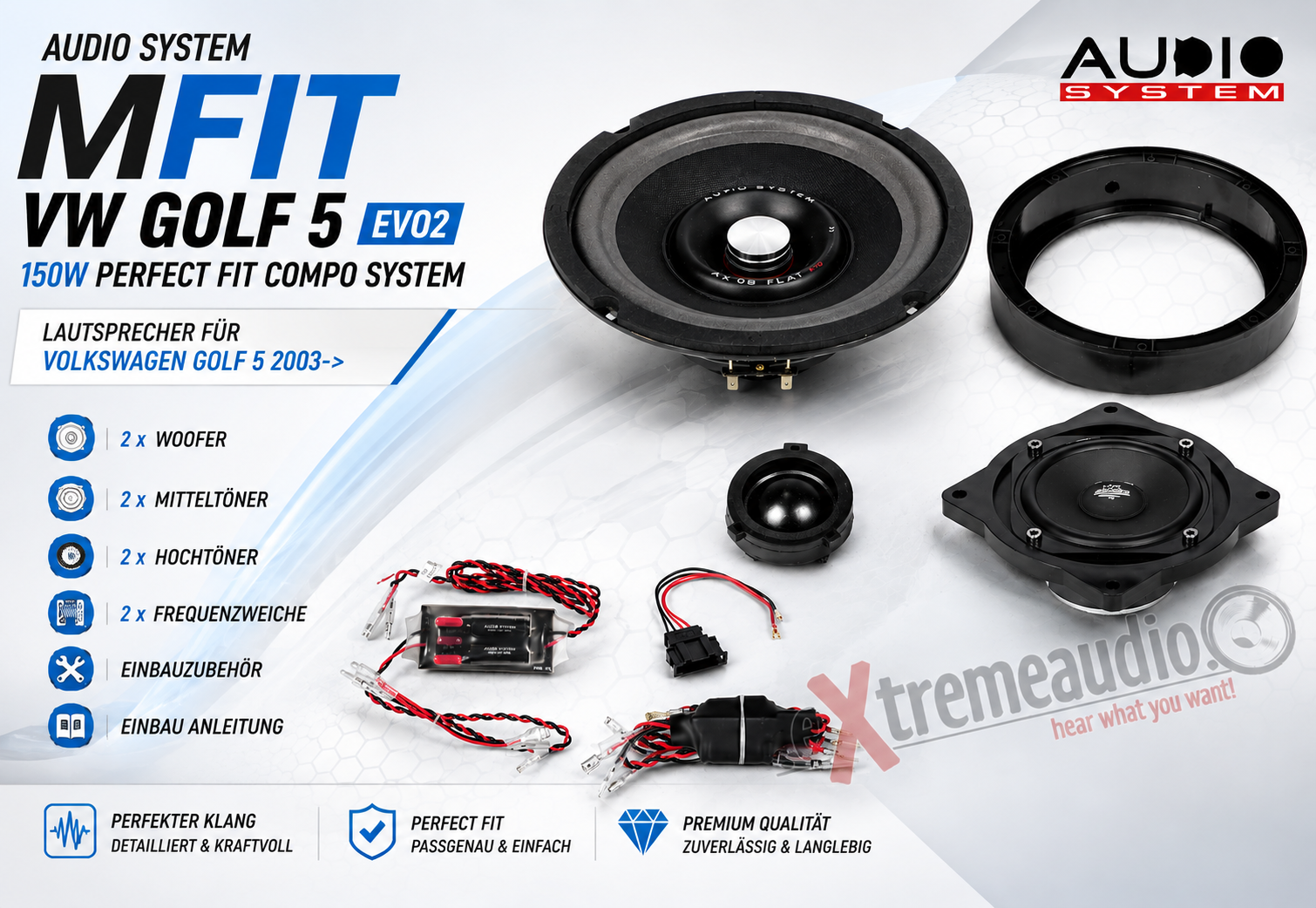 Audio System 200 Golf V 200 mm 3-Wege Lautsprecher für VW Golf 5