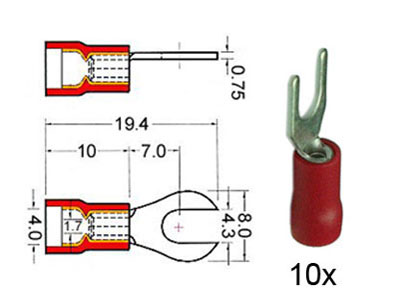 RTA 151.412-0 Klemm-Gabelkabelschuh isoliert  4mm rot