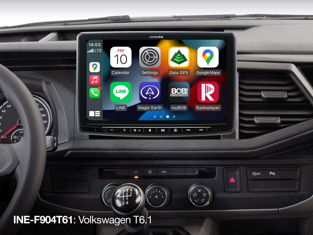 Alpine INE-F904T61 Autoradio Navigationssystem für VW T6.1 (7H / 7J) mit 9-Zoll-Touchscreen 1-DIN-Einbaugehäuse, DAB+, Apple CarPlay und Android   