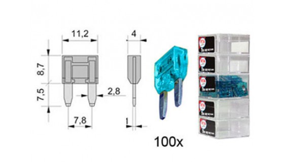 RTA 154.010-2 Flachstecksicherungen MINI, 35A TÜRKIS (turquoise) 100Stk in Box