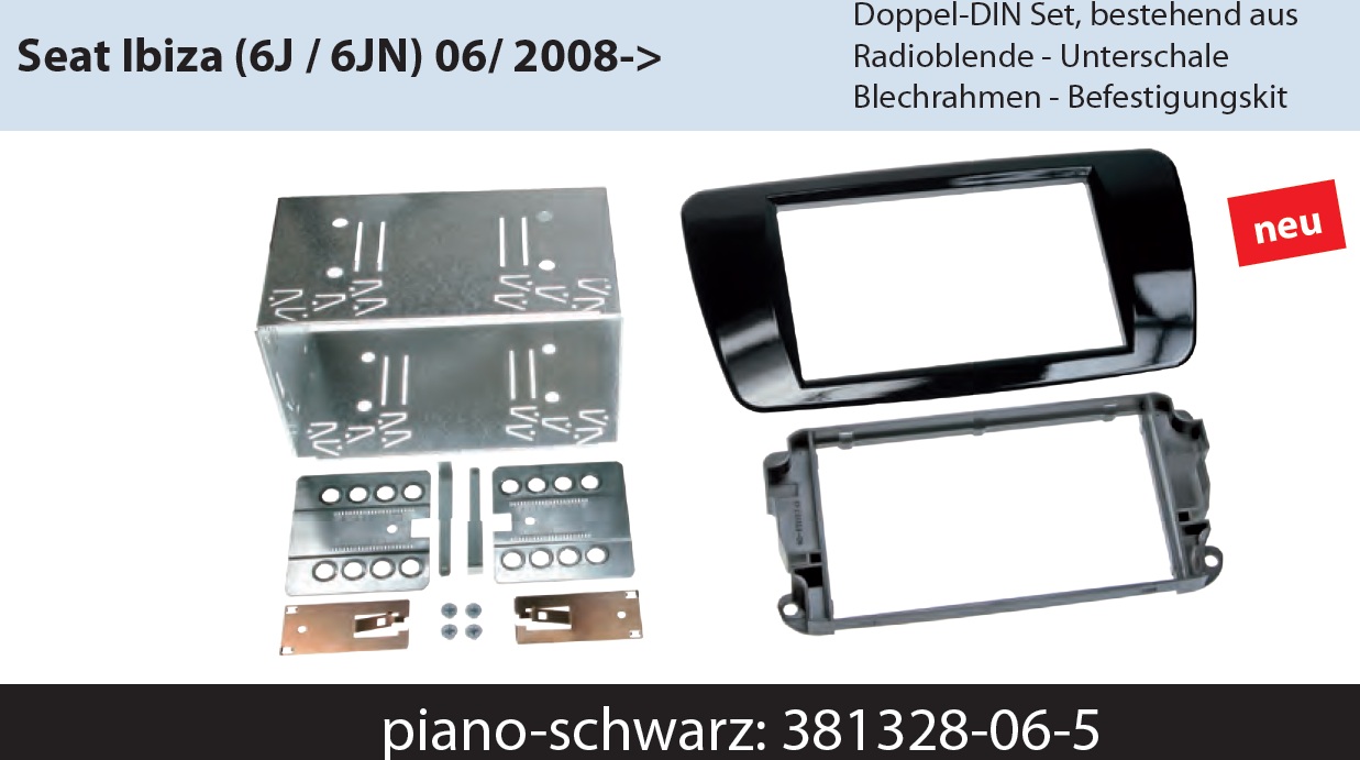 ACV 381328-06-5 Double DIN Set Seat Ibiza (6J / 6JN) 06/ 2008-> noir piano