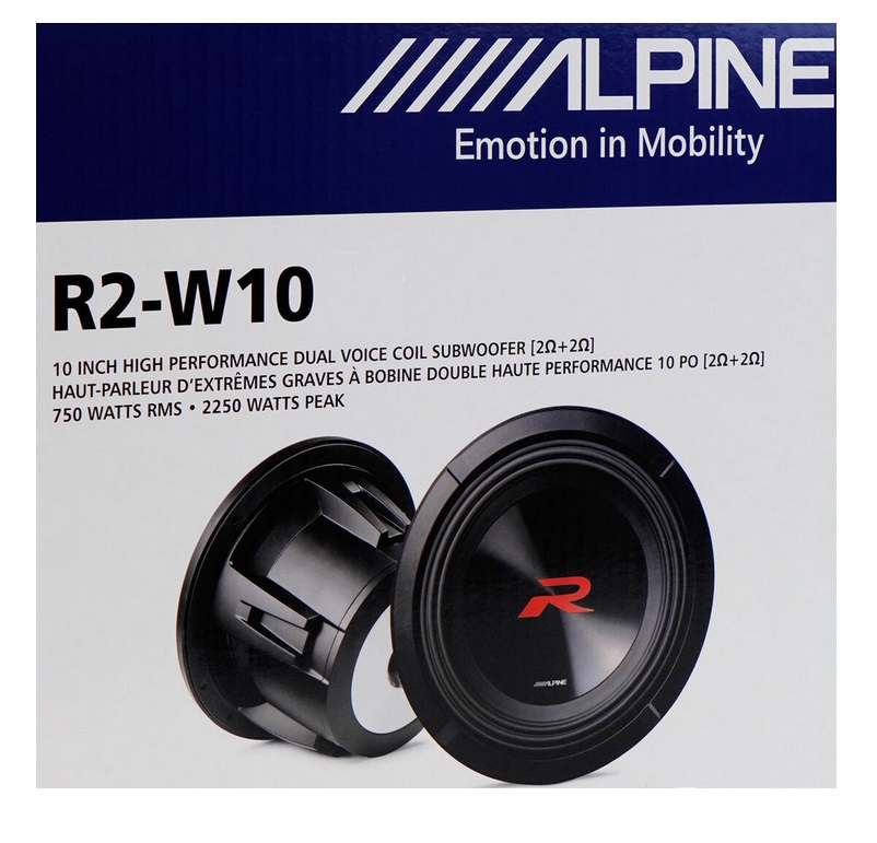 Alpine R2-W10D4 Subwoofer 25 cm (10-Zoll) R-Series 2250 Watt