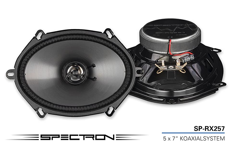 SPECTRON SP-RX257 Klangstarker 13 x 18 cm / 5 x 7 Zoll Lautsprecher für Autos und Reisemobile, 2-Wege Koaxial System, oval, 80 Watt 