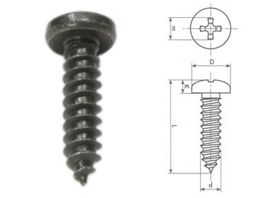 RTA 420.001-2 3,9 x 16mm Blechtreibschraube Kreuz DIN 7981 schwarz