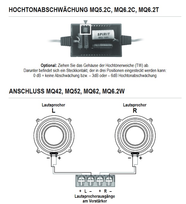 MUSWAY MQ-5.2C 2-Wege KOMPONENTEN-SYSTEM 13 cm, 180 Watt Lautsprecher (5.25”)