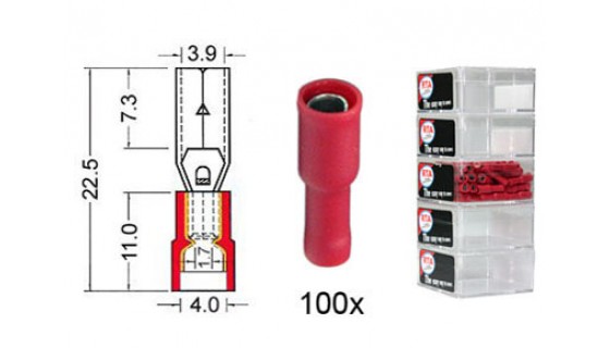 RTA 151.217-2 A circular socket isolated VINYL Doubling, 4.0mm RED in 100-pack