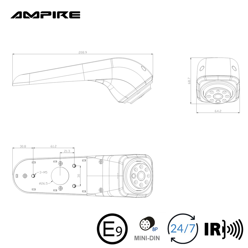 AMPIRE KV-CRAFTER-2-2G Rückfahrkamera kompatibel mit VW Crafter 2 bzw. MAN TGE (ab Bj. 2017)