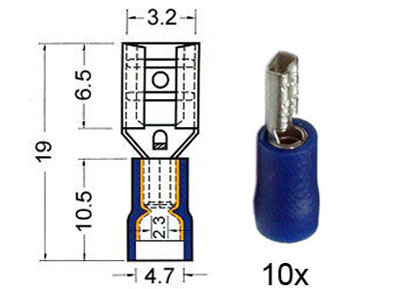 RTA 151.202-0 Flachsteckhülsen isoliert 2,8mm blau