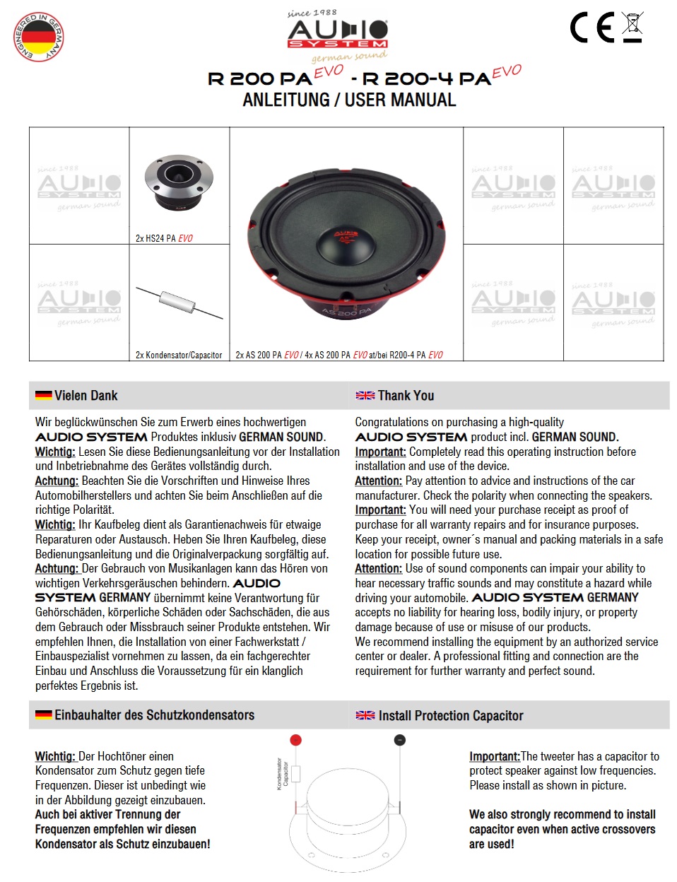 Speaker Sound System R200 Audio System R200 PA EVO 20 cm (8