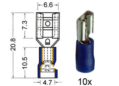 RTA 151.211-0 Receptacles insulated 6.3 mm blue