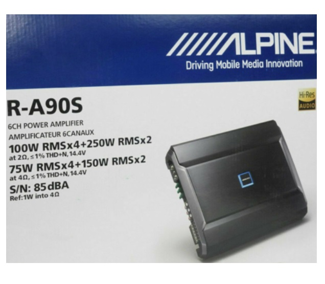 Alpine R-A90S Digitaler 6 Kanal Verstärker 4 x 75 WRMS + 2 x 150 WRMS